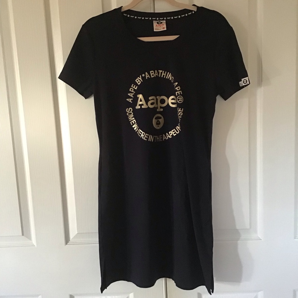 Bathing Ape Aape T shirt dress black XL